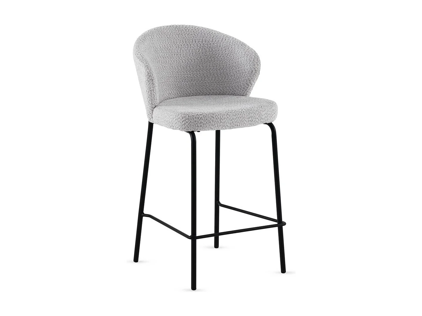 Lot de  2 tabourets tapissés en chenille gris clair