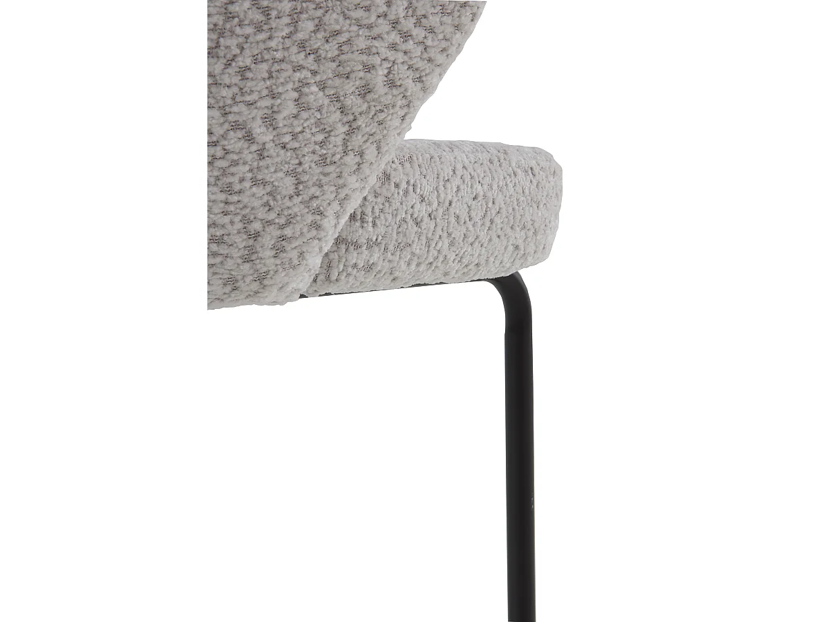 Lot de  2 tabourets tapissés en chenille gris clair