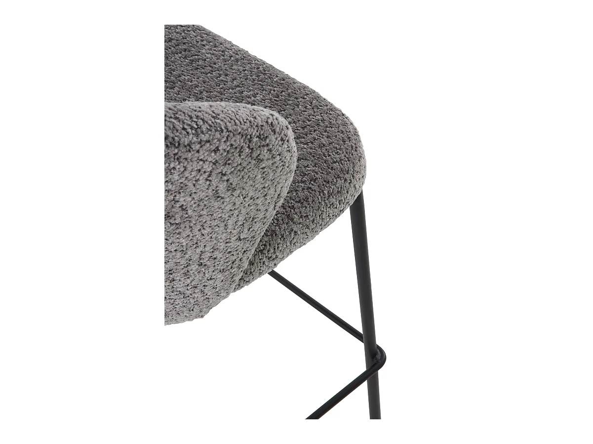 Lot de  2 tabourets tapissés en chenille gris foncé