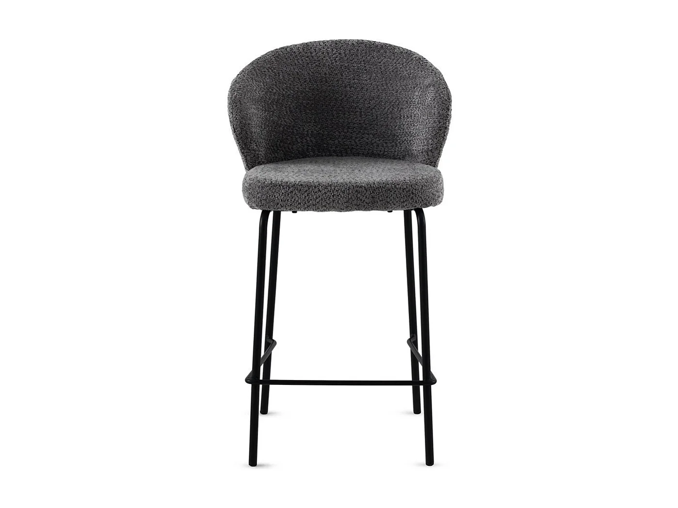 2er-Set Hocker mit dunkelgrauem Chenille-Bezug