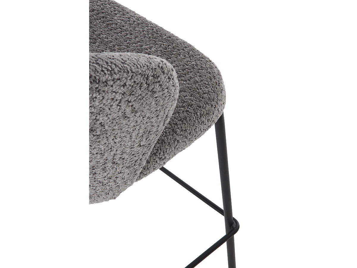 2er-Set Hocker mit dunkelgrauem Chenille-Bezug