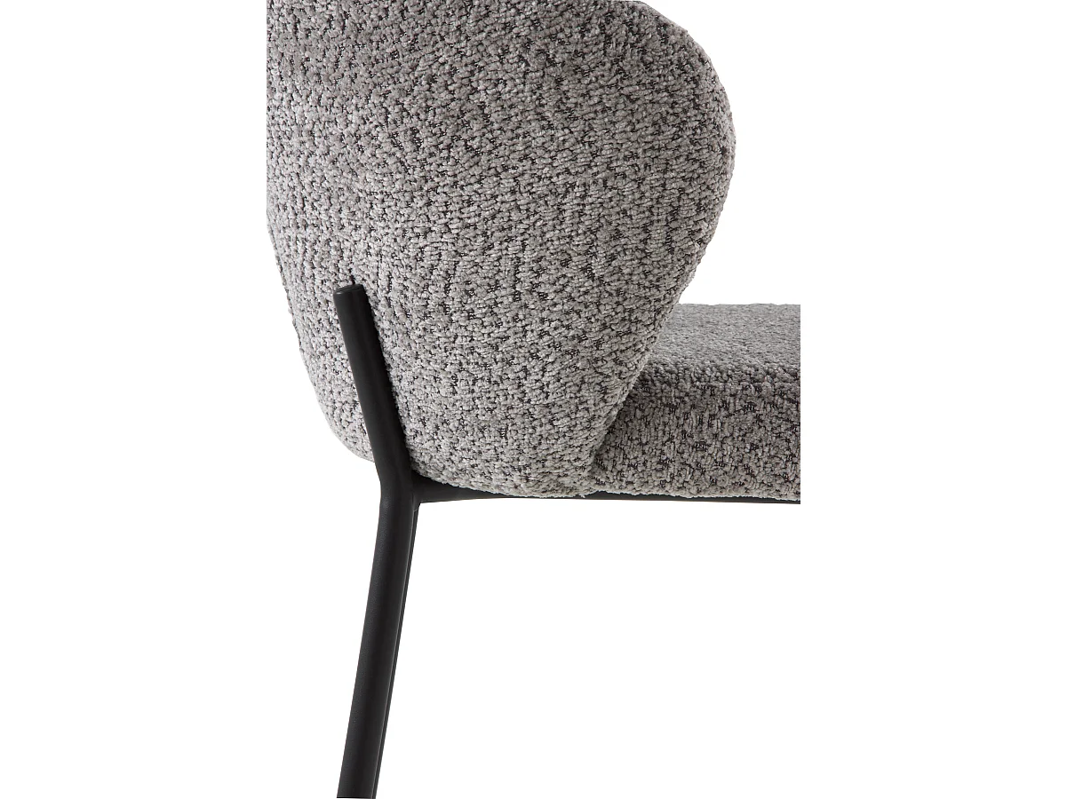 2er-Set Hocker mit dunkelgrauem Chenille-Bezug