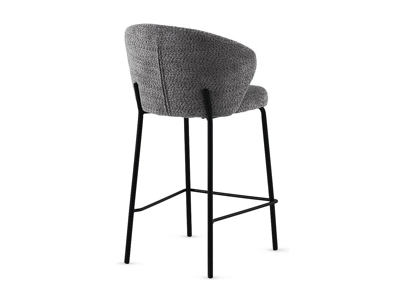 2er-Set Hocker mit dunkelgrauem Chenille-Bezug