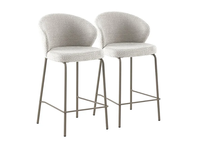 Pack de  2 taburetes tapizados en chenilla color blanco