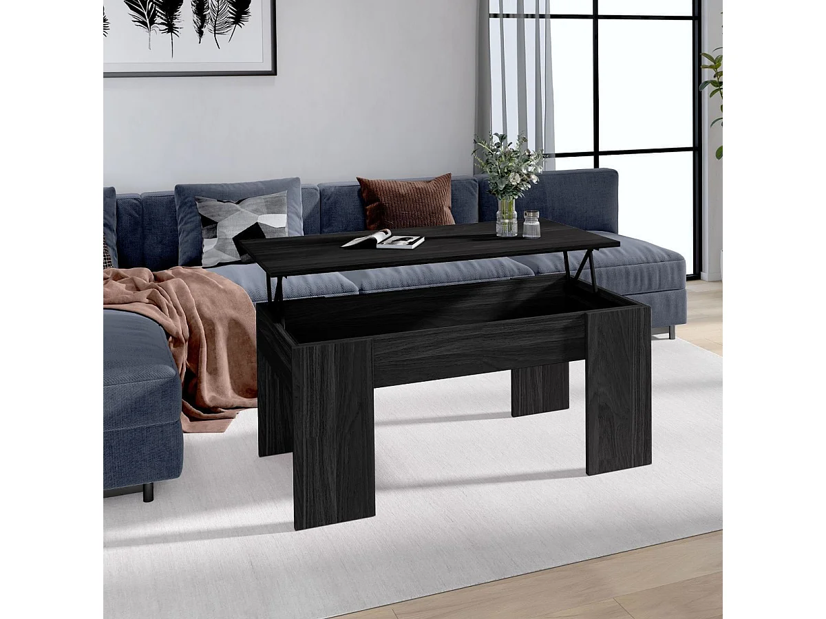 Mesa de centro Gala elevable negro 45x100x50 cm