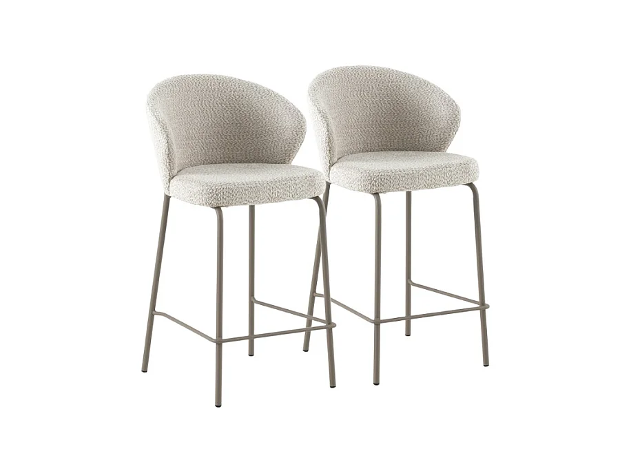 Lot de  2 tabourets tapissés en chenille crème