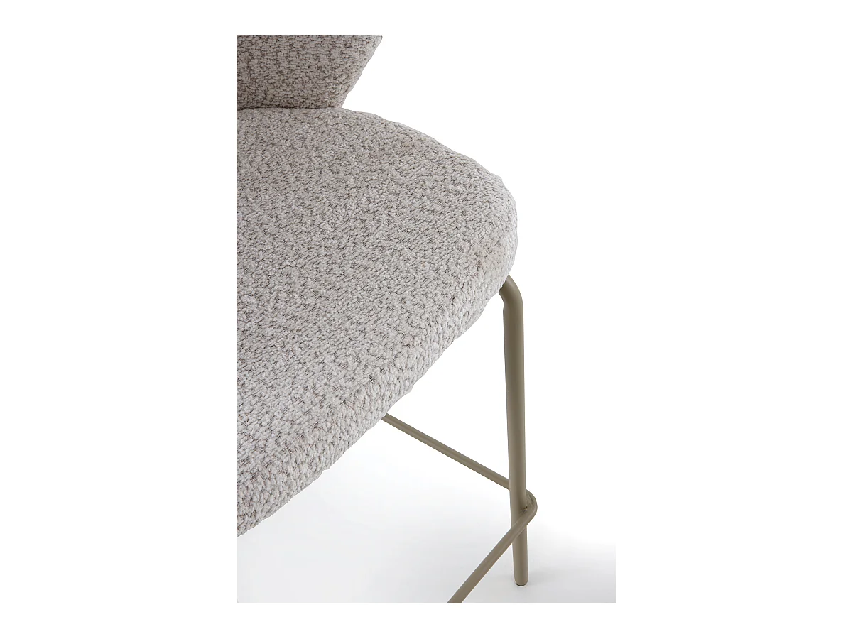 Lot de  2 tabourets tapissés en chenille crème