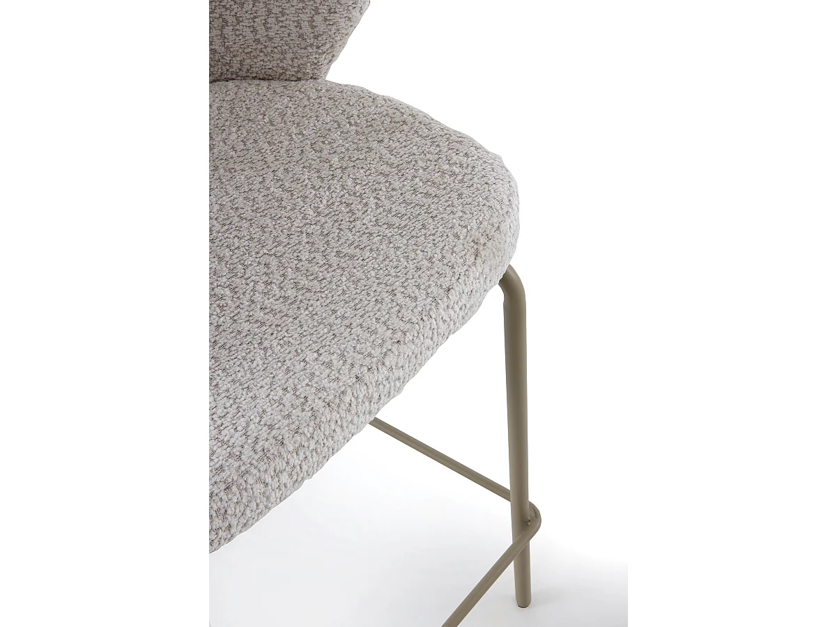 Lot de  2 tabourets tapissés en chenille crème