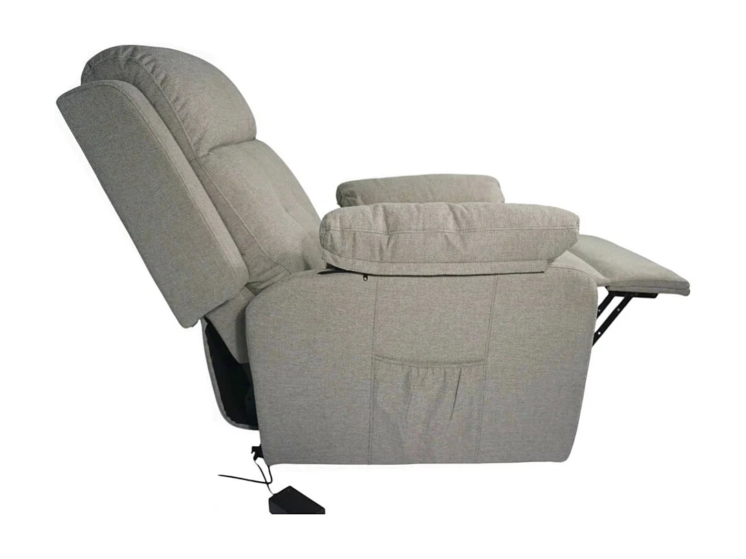 Butaca relax de 108x91x77 cm con motor eléctrico Power Lift de tela en color beige Nuba