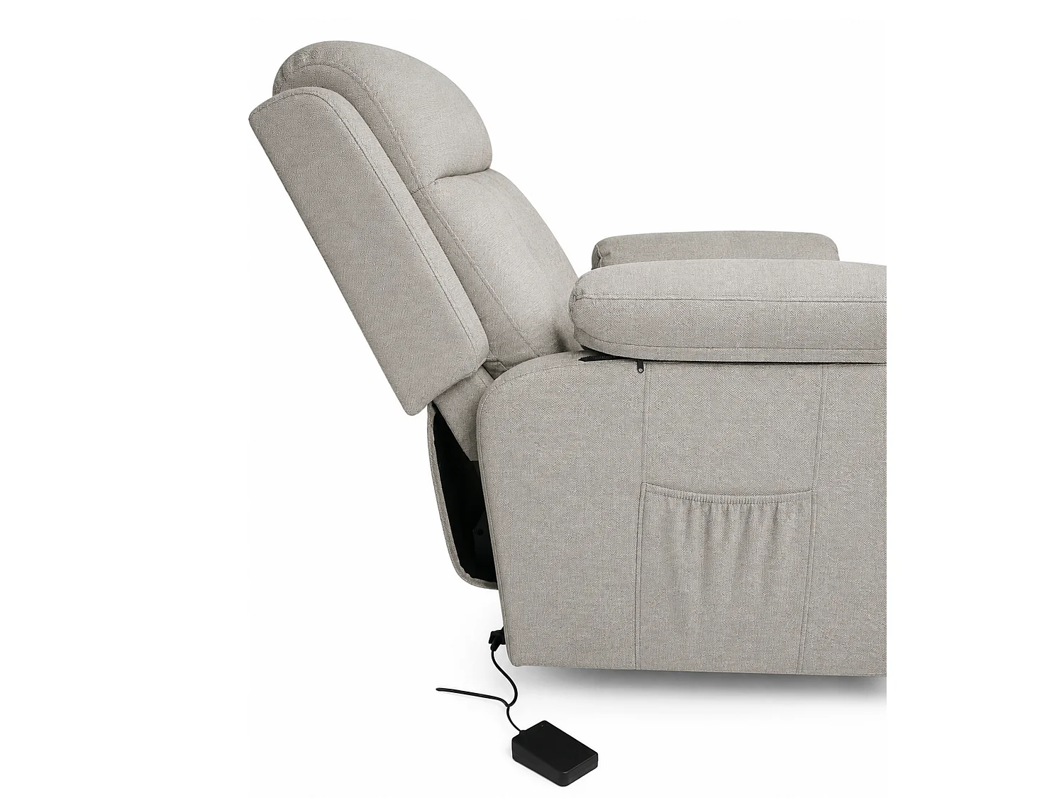 Butaca relax de 108x91x77 cm con motor eléctrico Power Lift de tela en color beige Nuba