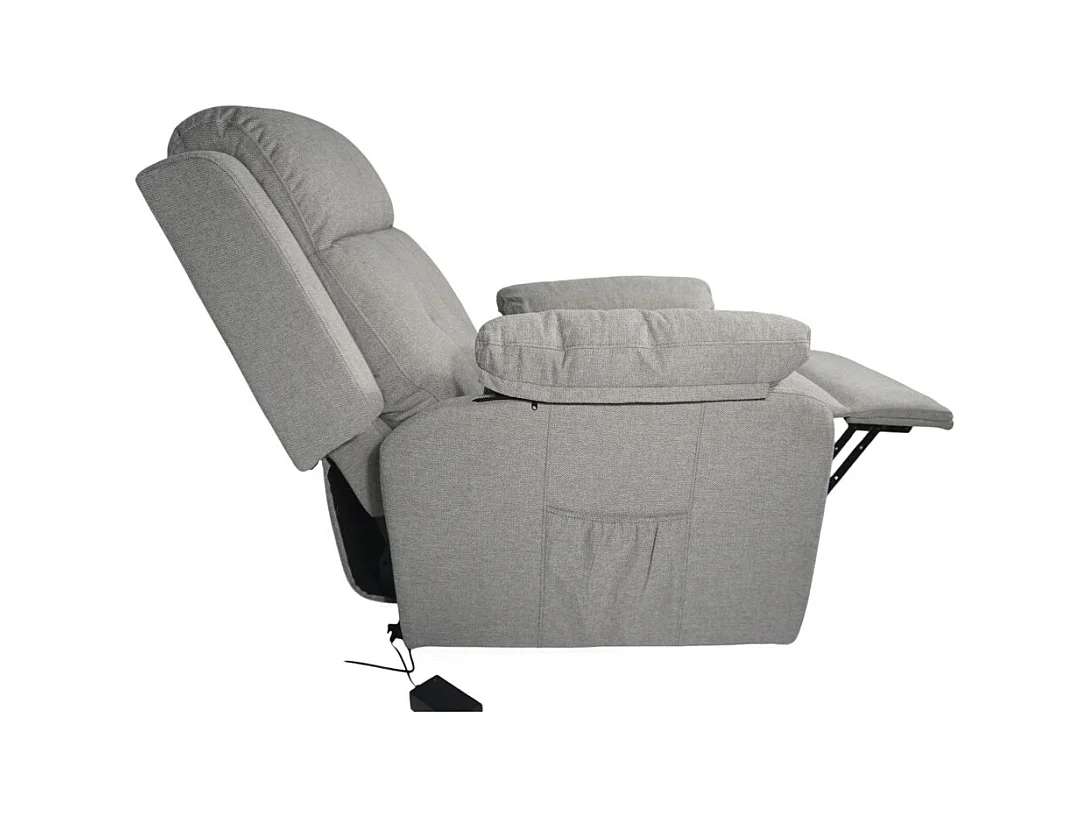 Butaca relax de 108x91x77 cm con motor eléctrico Power Lift de tela en color gris Nuba