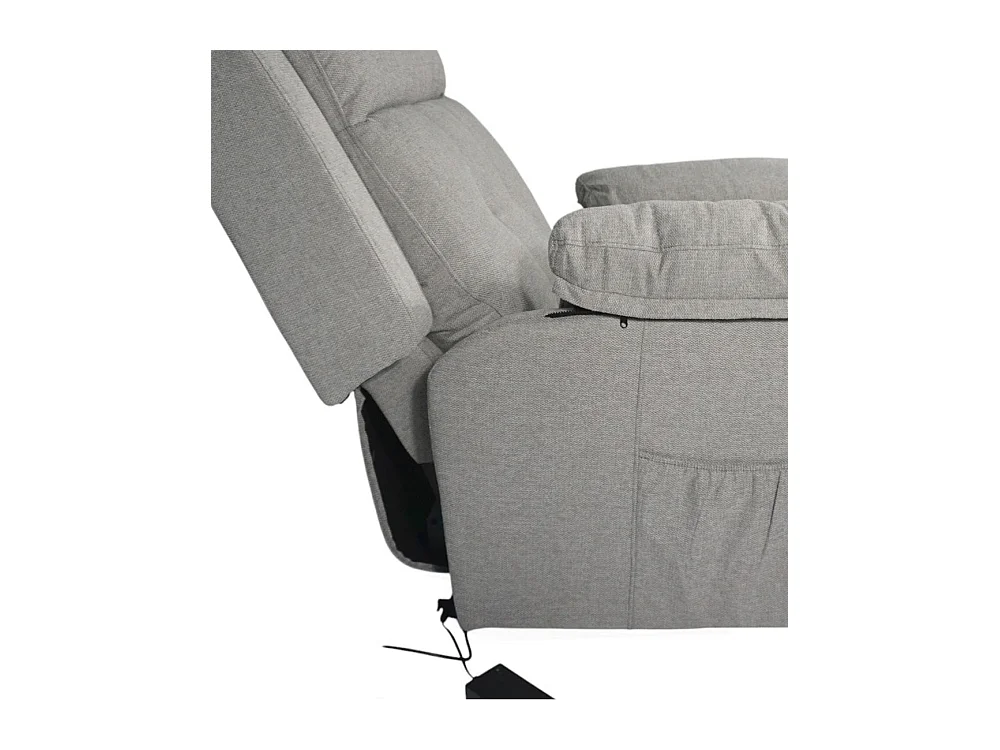 Butaca relax de 108x91x77 cm con motor eléctrico Power Lift de tela en color gris Nuba
