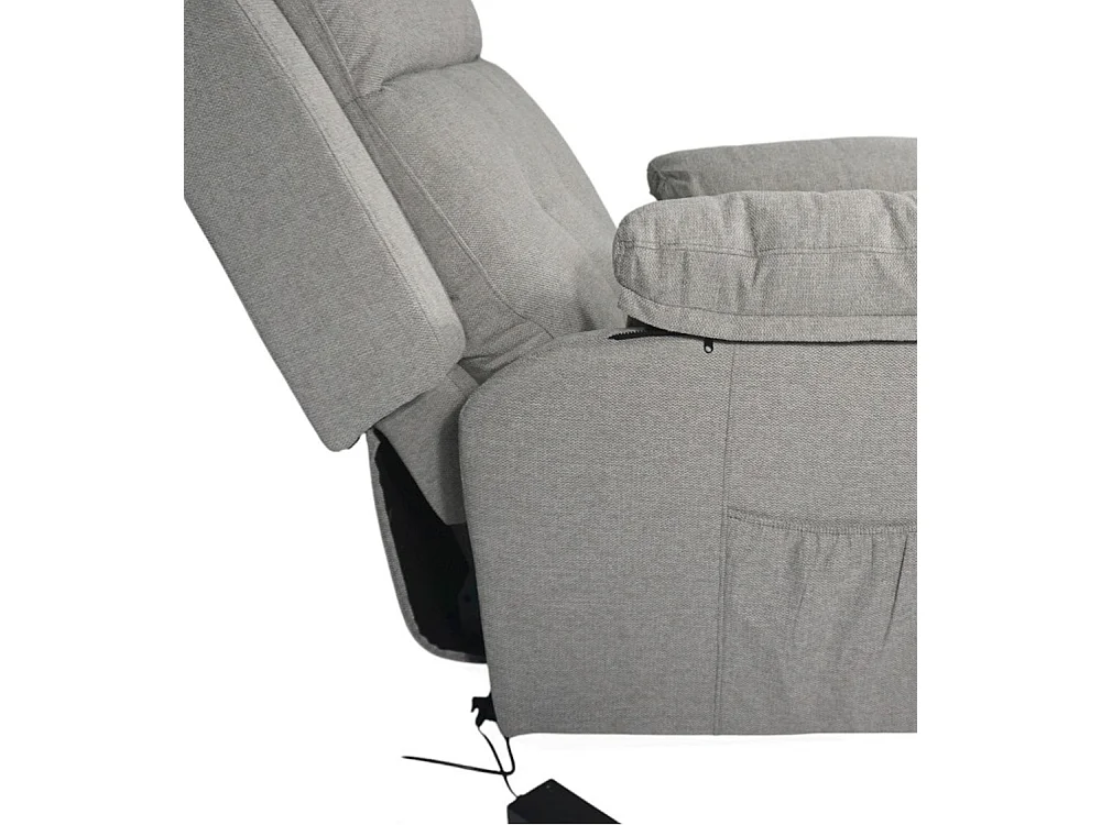Butaca relax de 108x91x77 cm con motor eléctrico Power Lift de tela en color gris Nuba