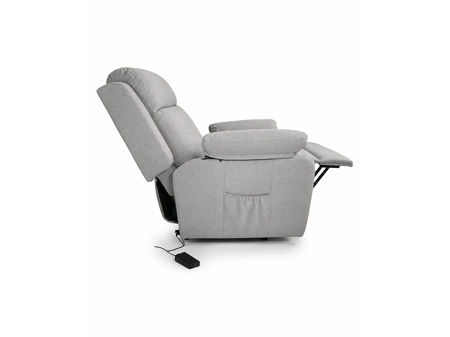 Butaca relax de 108x91x77 cm con motor eléctrico Power Lift de tela en color gris Nuba