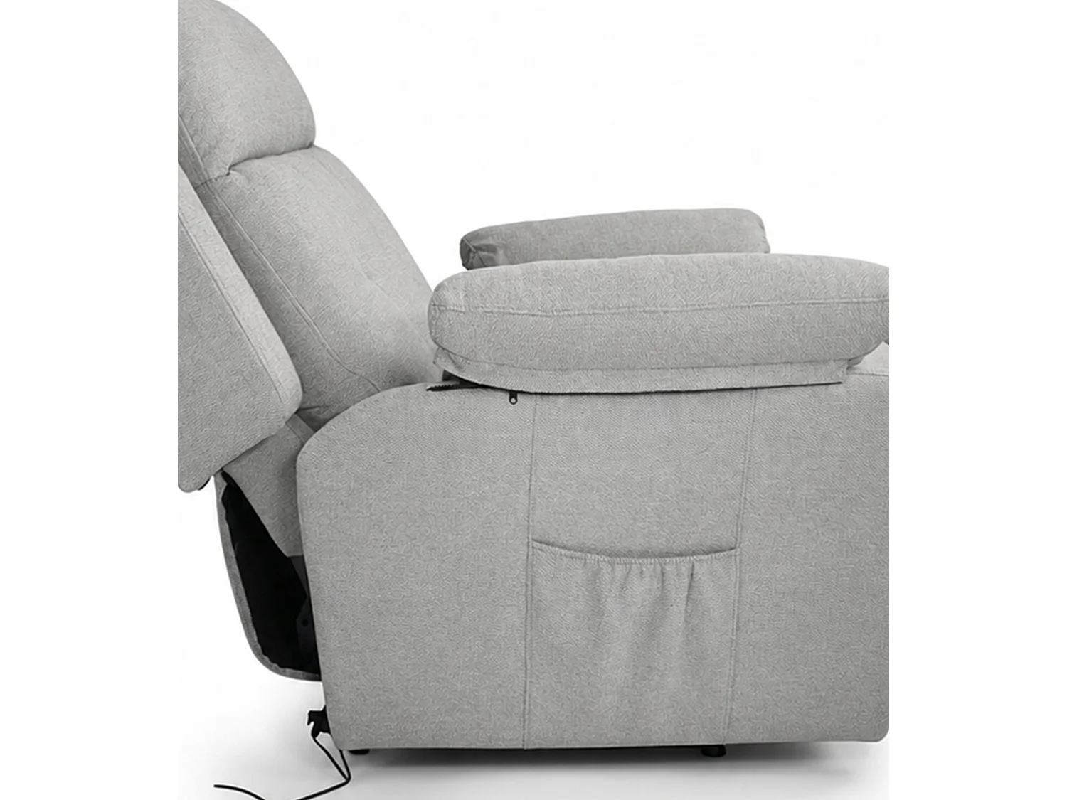 Butaca relax de 108x91x77 cm con motor eléctrico Power Lift de tela en color gris Nuba