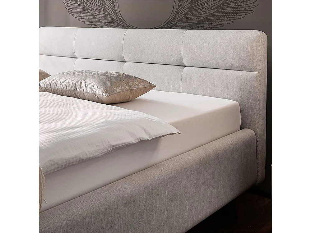 Stauraum Bett in Hellgrau Webstoff modern