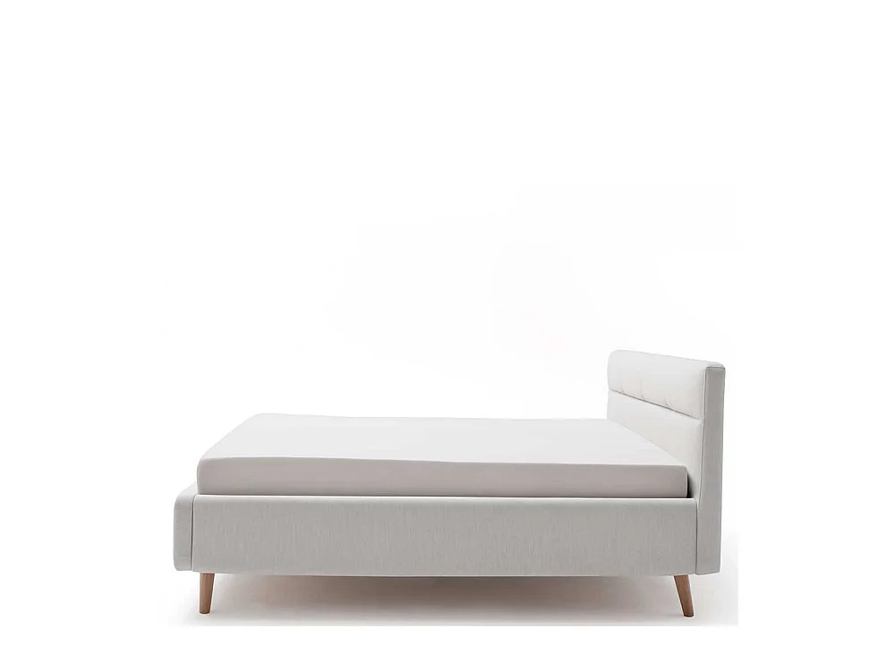 Stauraum Bett in Hellgrau Webstoff modern