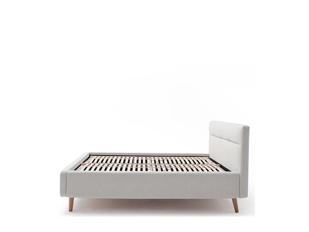 Stauraum Bett in Hellgrau Webstoff modern