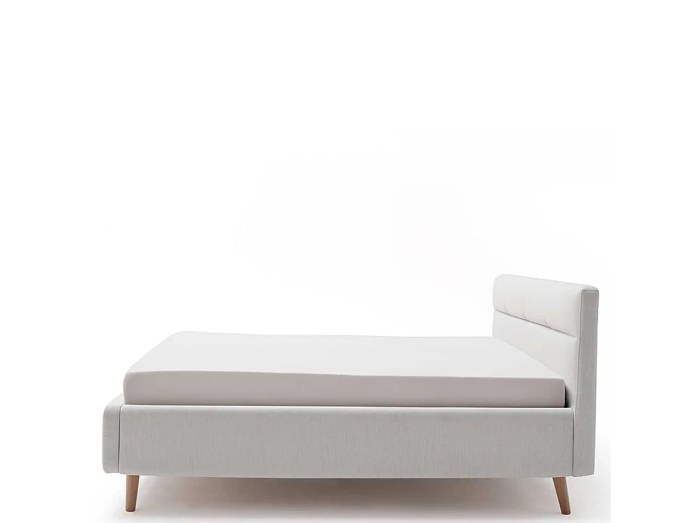 Stauraum Bett in Hellgrau Webstoff modern