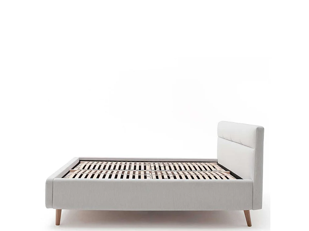 Stauraum Bett in Hellgrau Webstoff modern