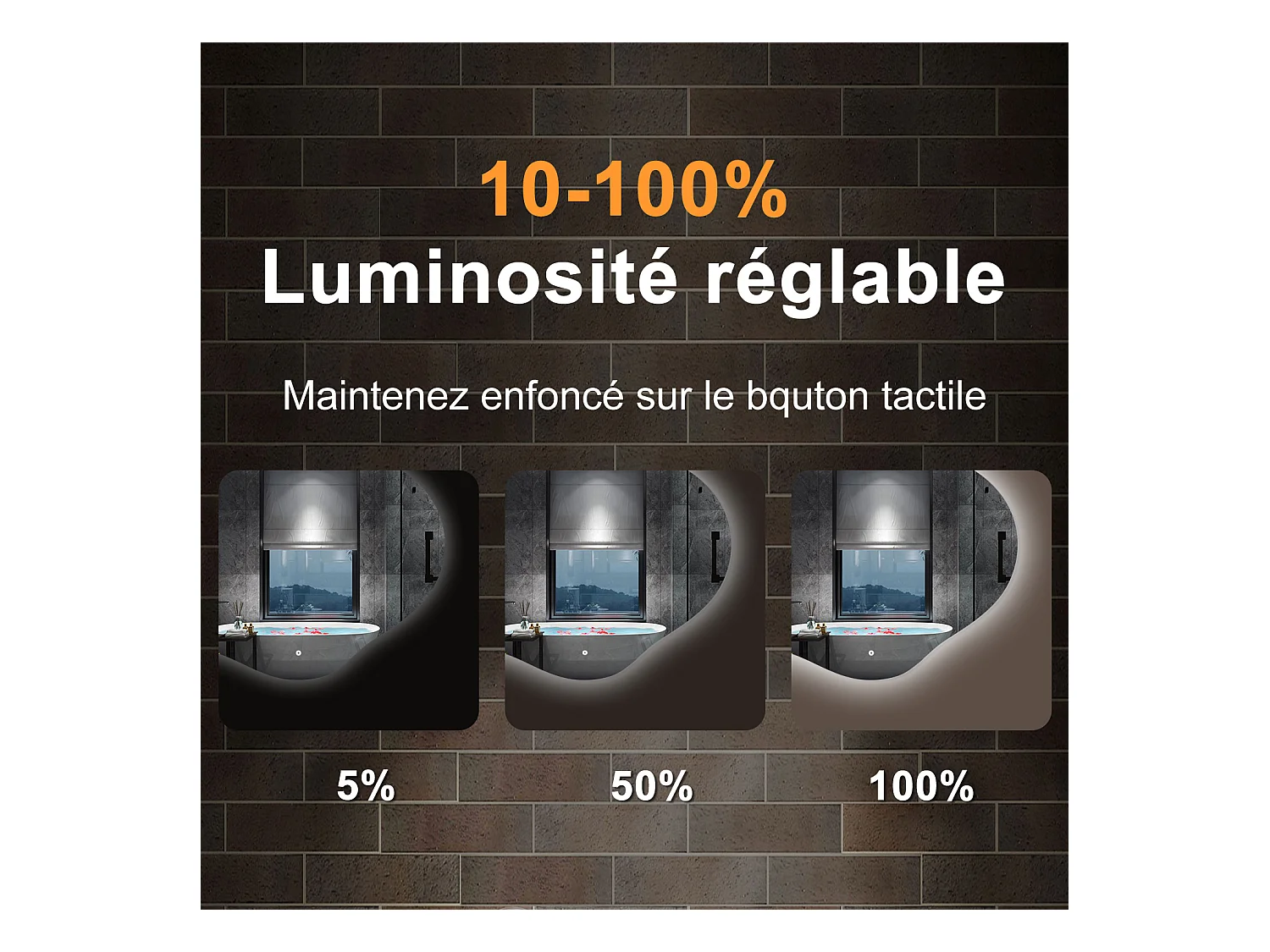 AICA Miroir de salle de bain en forme de nuage 100×66cm, rétro-éclairage, Design Asymétrique, 3 Couleurs + Dimmable + Anti-buée + Mémoire