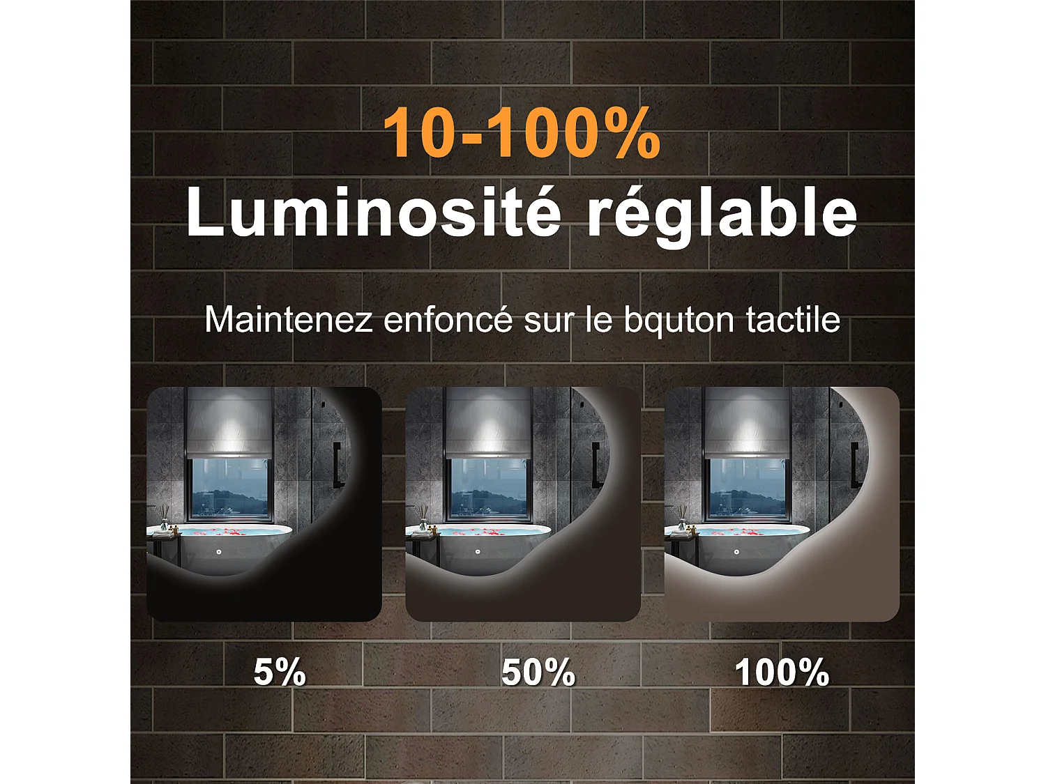 AICA Miroir de salle de bain en forme de nuage 100×66cm, rétro-éclairage, Design Asymétrique, 3 Couleurs + Dimmable + Anti-buée + Mémoire