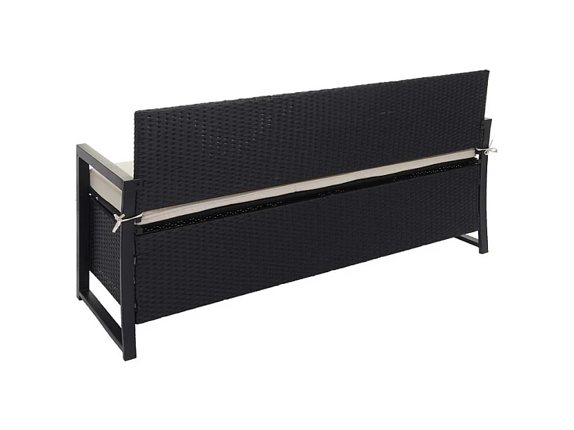 Banc 3 places en poly rotin HWC-F39, banc de jardin banc coffre - anthracite, coussin crème
