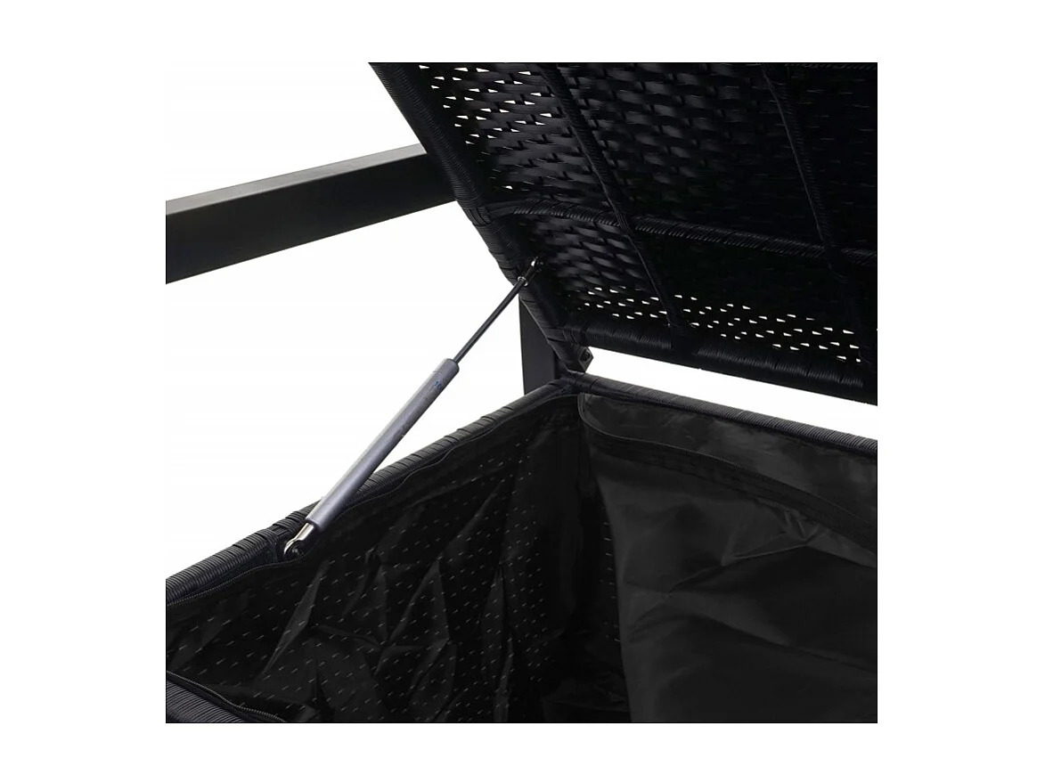 Banc 3 places en poly rotin HWC-F39, banc de jardin banc coffre - anthracite, coussin crème