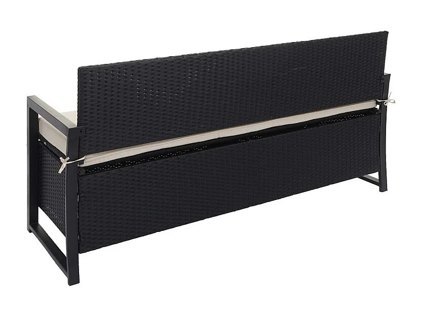 Banc 3 places en poly rotin HWC-F39, banc de jardin banc coffre - anthracite, coussin crème