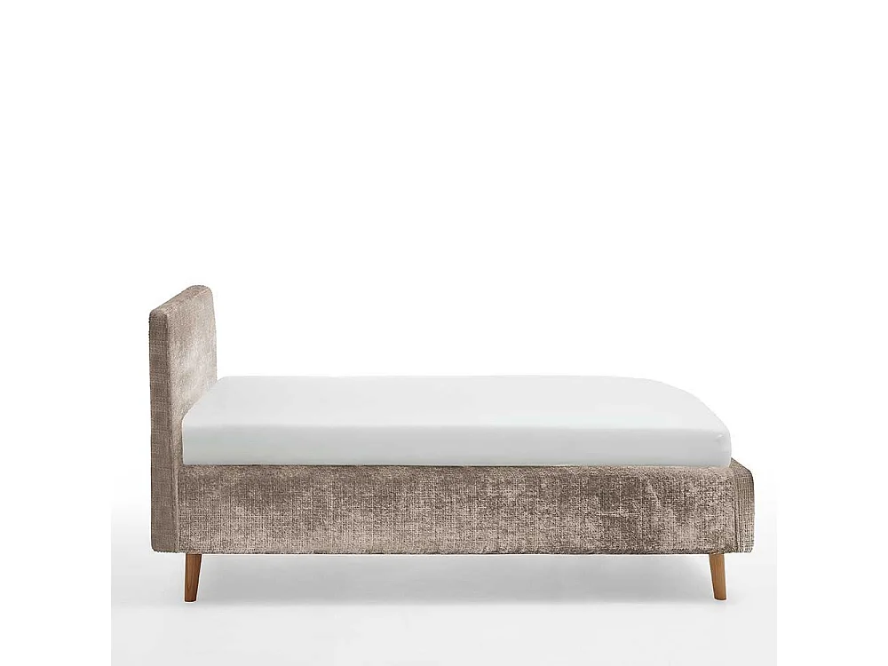 Stauraum Bett gepolstert in Beige und Eiche inklusive Lattenrost