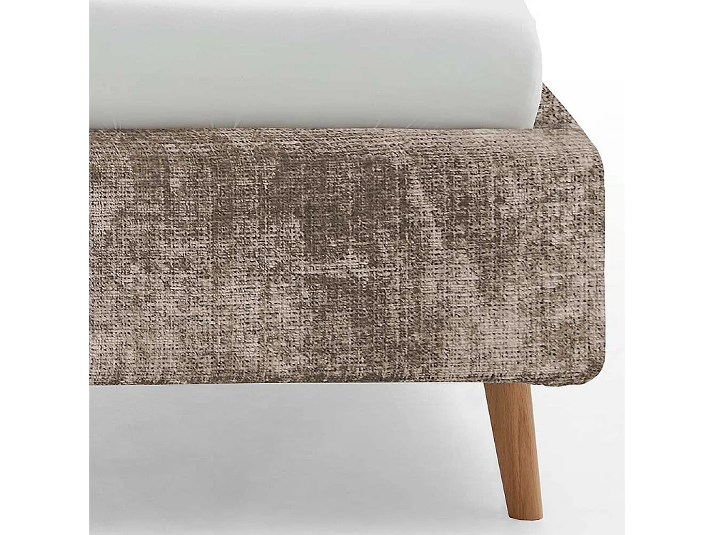 Stauraum Bett gepolstert in Beige und Eiche inklusive Lattenrost