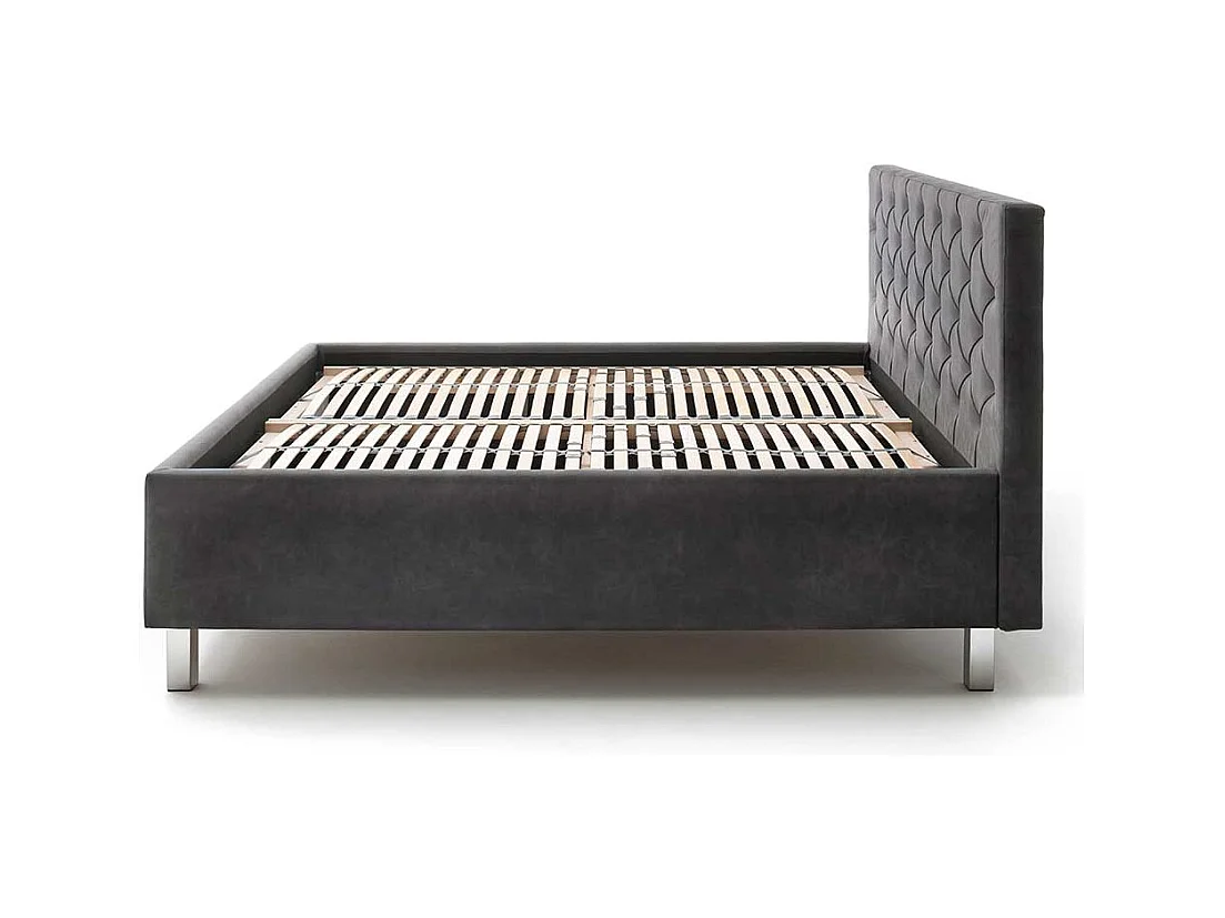 Microfaser Polsterbett in Anthrazit Stauraum Bettkasten