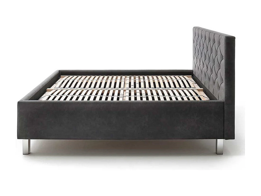 Microfaser Polsterbett in Anthrazit Stauraum Bettkasten