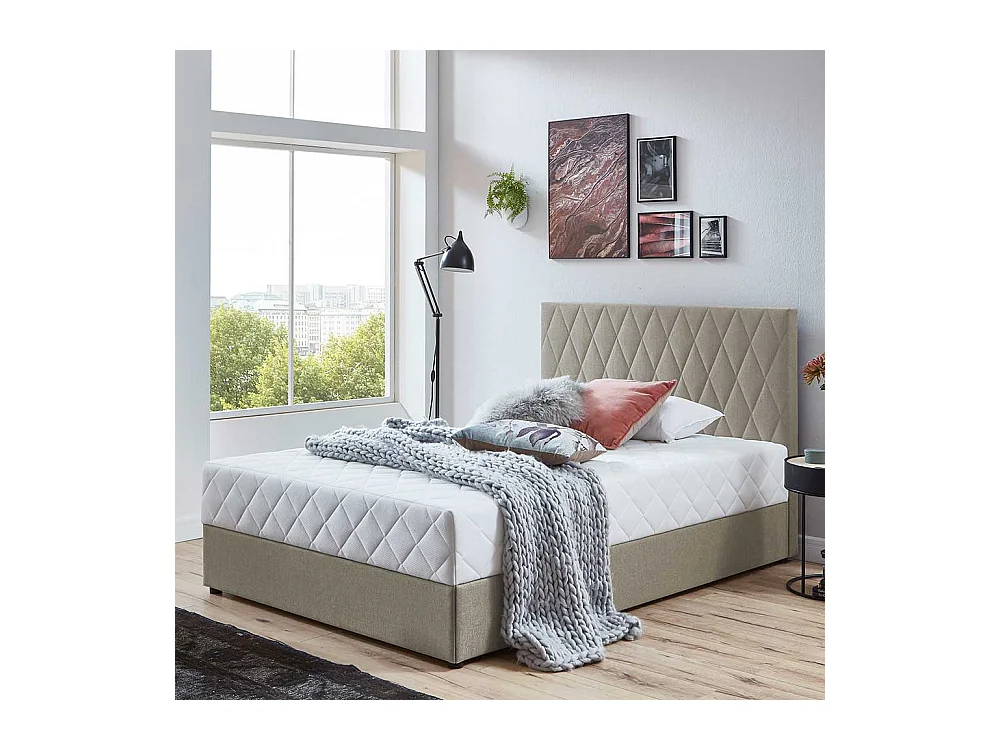 Stauraum Boxbett in Cremefarben 108 cm Kopfteil