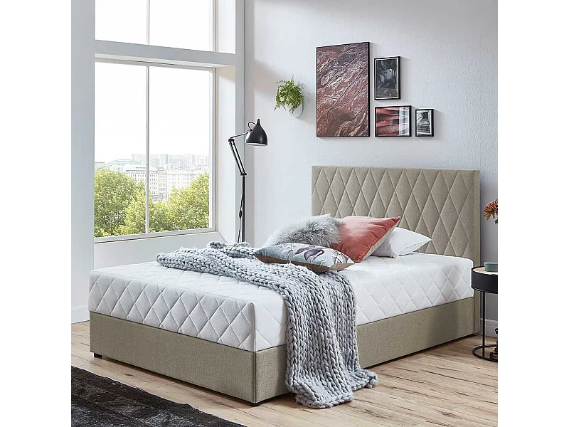 Stauraum Boxbett in Cremefarben 108 cm Kopfteil