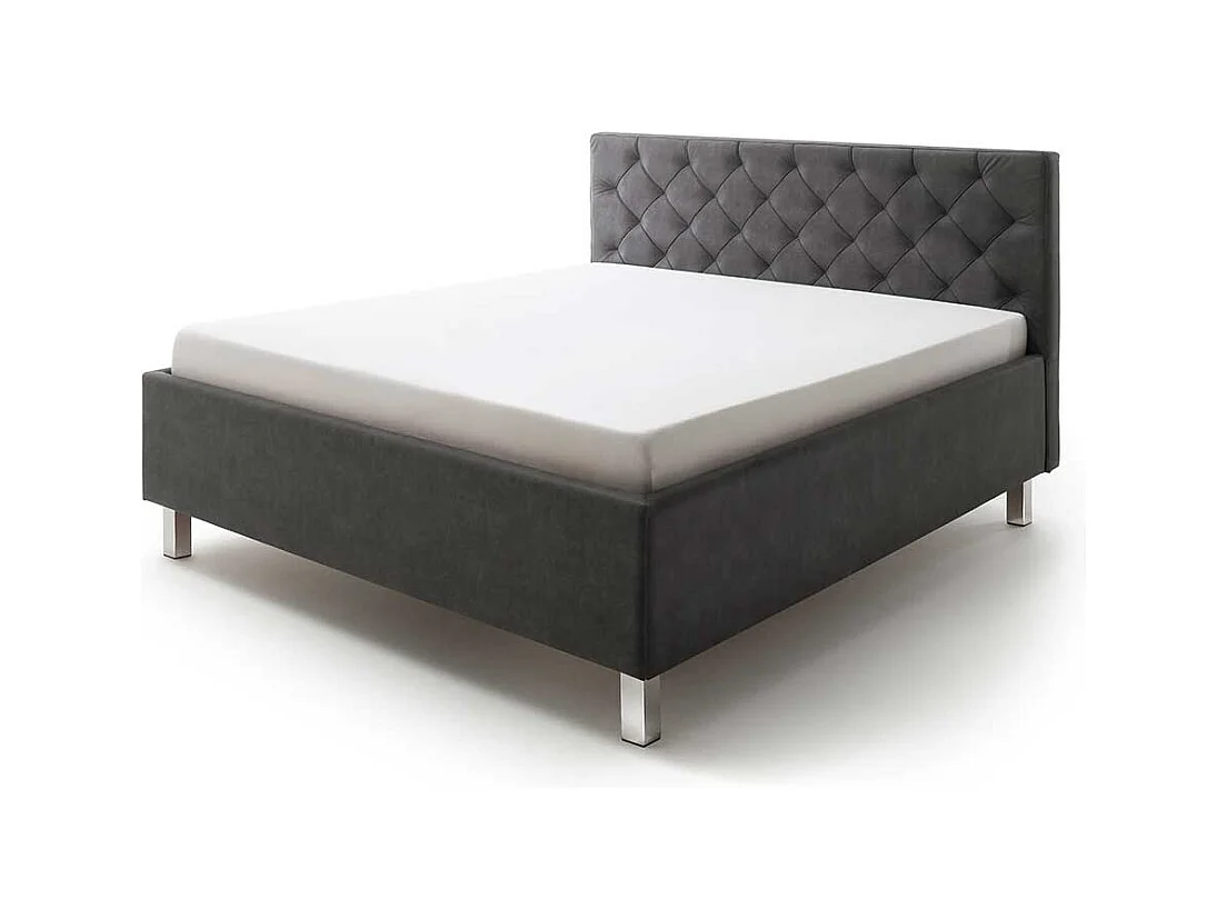 Microfaser Polsterbett in Anthrazit Stauraum Bettkasten