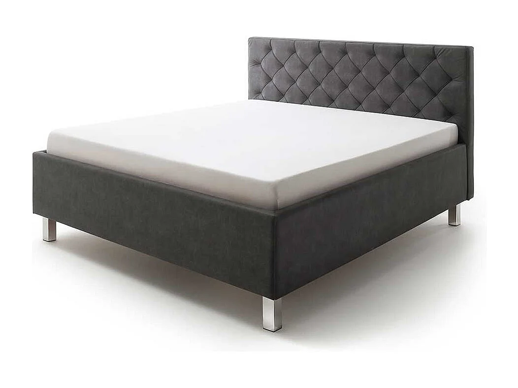 Microfaser Polsterbett in Anthrazit Stauraum Bettkasten