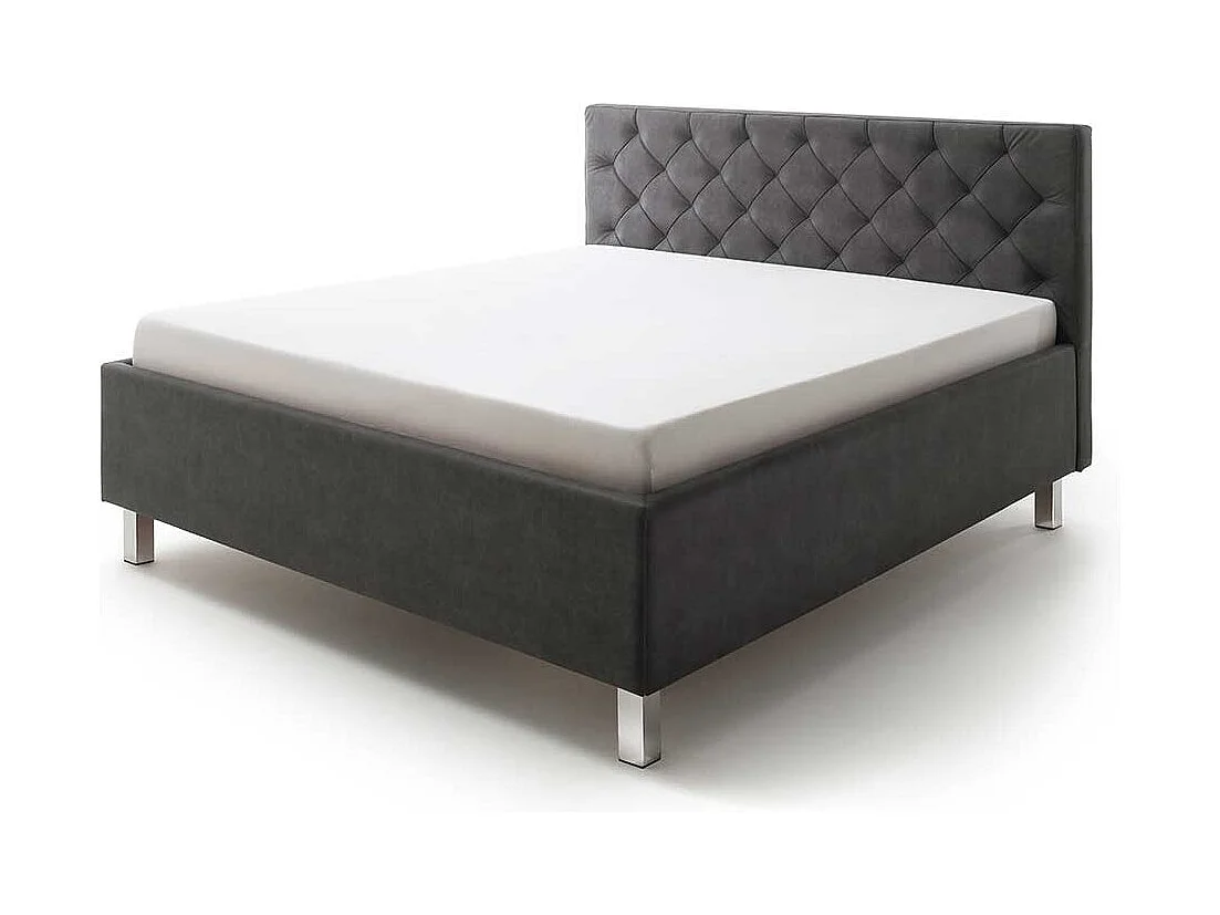 Microfaser Polsterbett in Anthrazit Stauraum Bettkasten