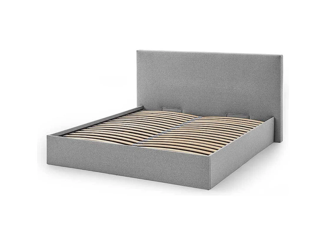 Stauraum Doppelbett Stoff in Hellgrau 107 cm hoch - 213 cm tief