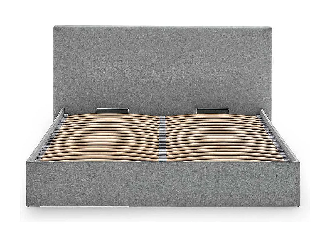 Stauraum Doppelbett Stoff in Hellgrau 107 cm hoch - 213 cm tief