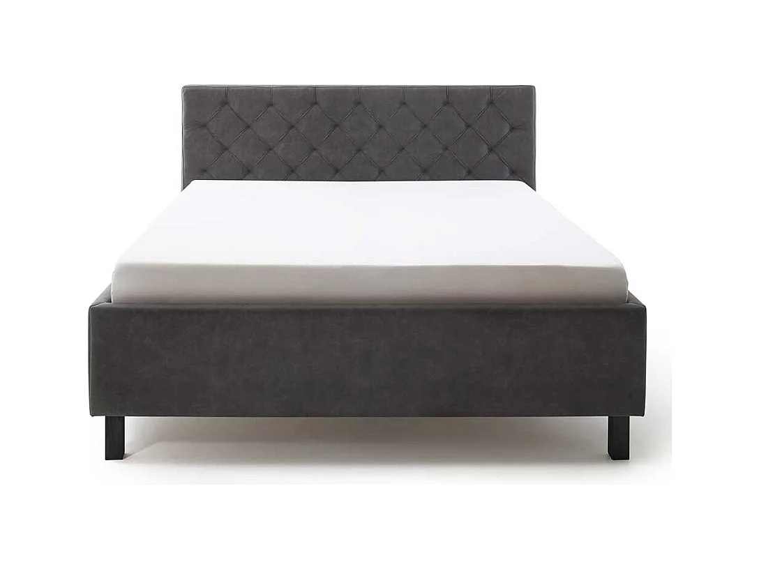 Gepolstertes Bett mit Stauraum in Anthrazit Schwarz