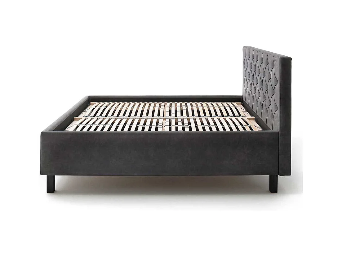 Gepolstertes Bett mit Stauraum in Anthrazit Schwarz