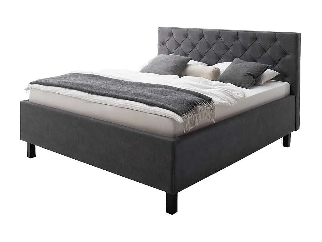 Gepolstertes Bett mit Stauraum in Anthrazit Schwarz