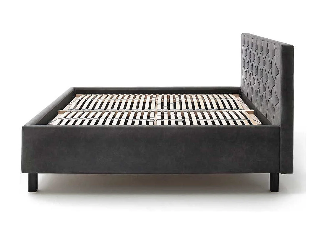 Gepolstertes Bett mit Stauraum in Anthrazit Schwarz