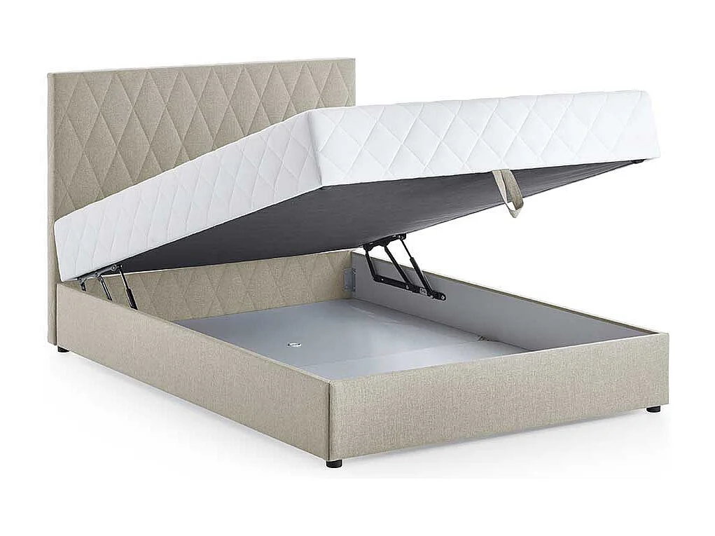 Stauraum Boxbett in Cremefarben 108 cm Kopfteil