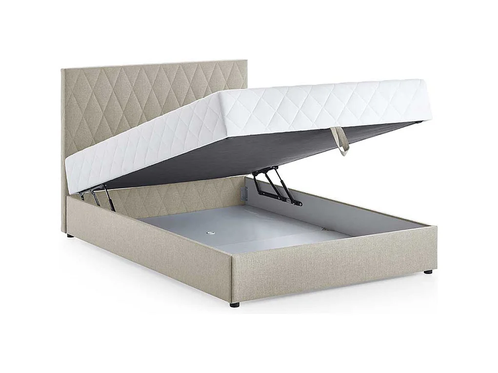 Stauraum Boxbett in Cremefarben 108 cm Kopfteil