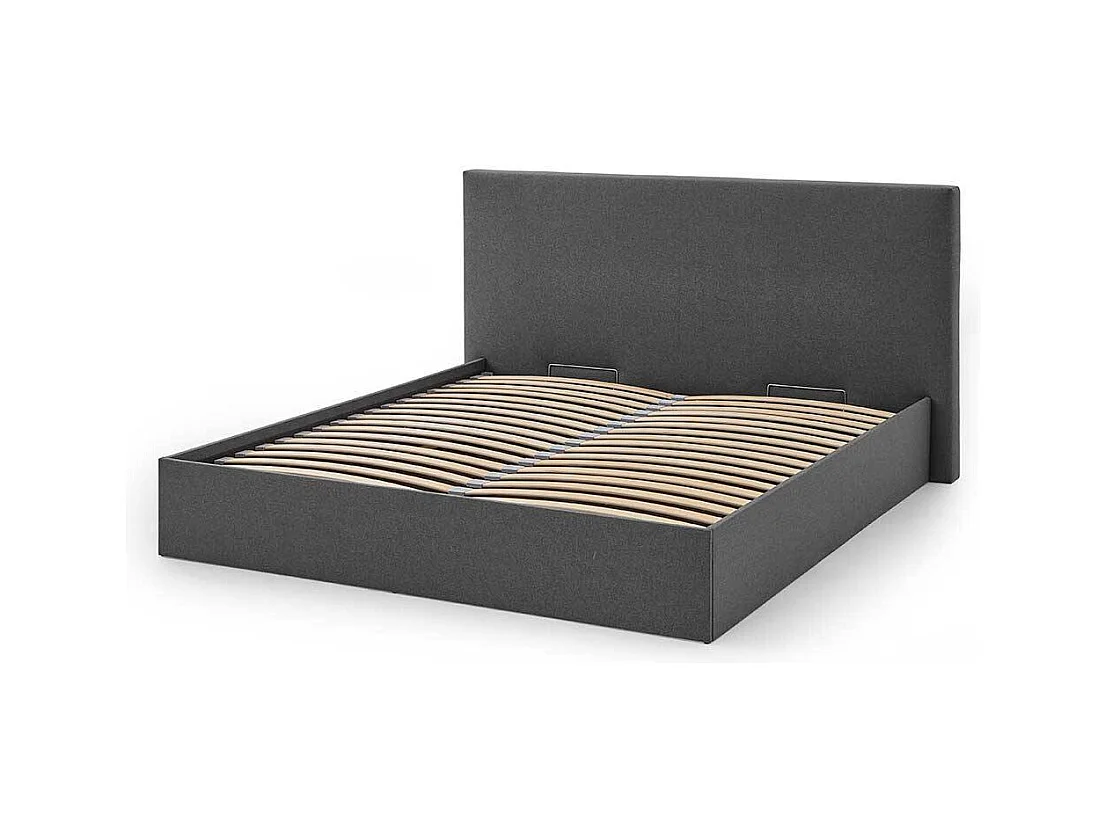 Stauraumbett Anthrazit Stoff in modernem Design 30 cm Einstiegshöhe