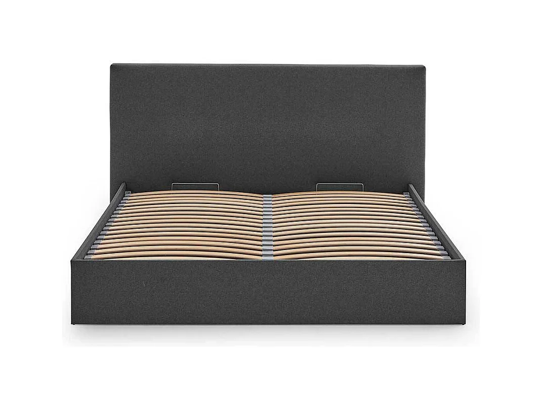 Stauraumbett Anthrazit Stoff in modernem Design 30 cm Einstiegshöhe