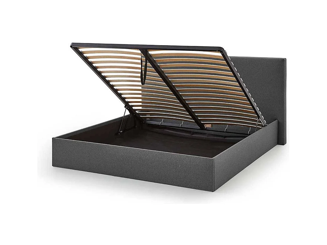 Stauraumbett Anthrazit Stoff in modernem Design 30 cm Einstiegshöhe