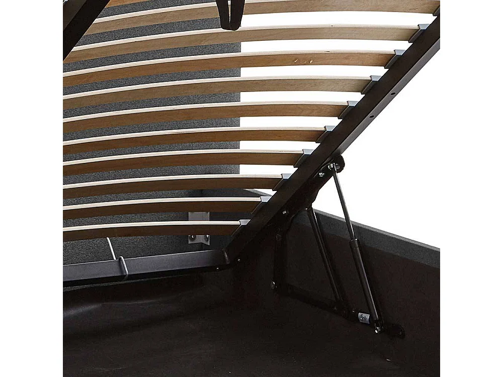 Stauraumbett Anthrazit Stoff in modernem Design 30 cm Einstiegshöhe